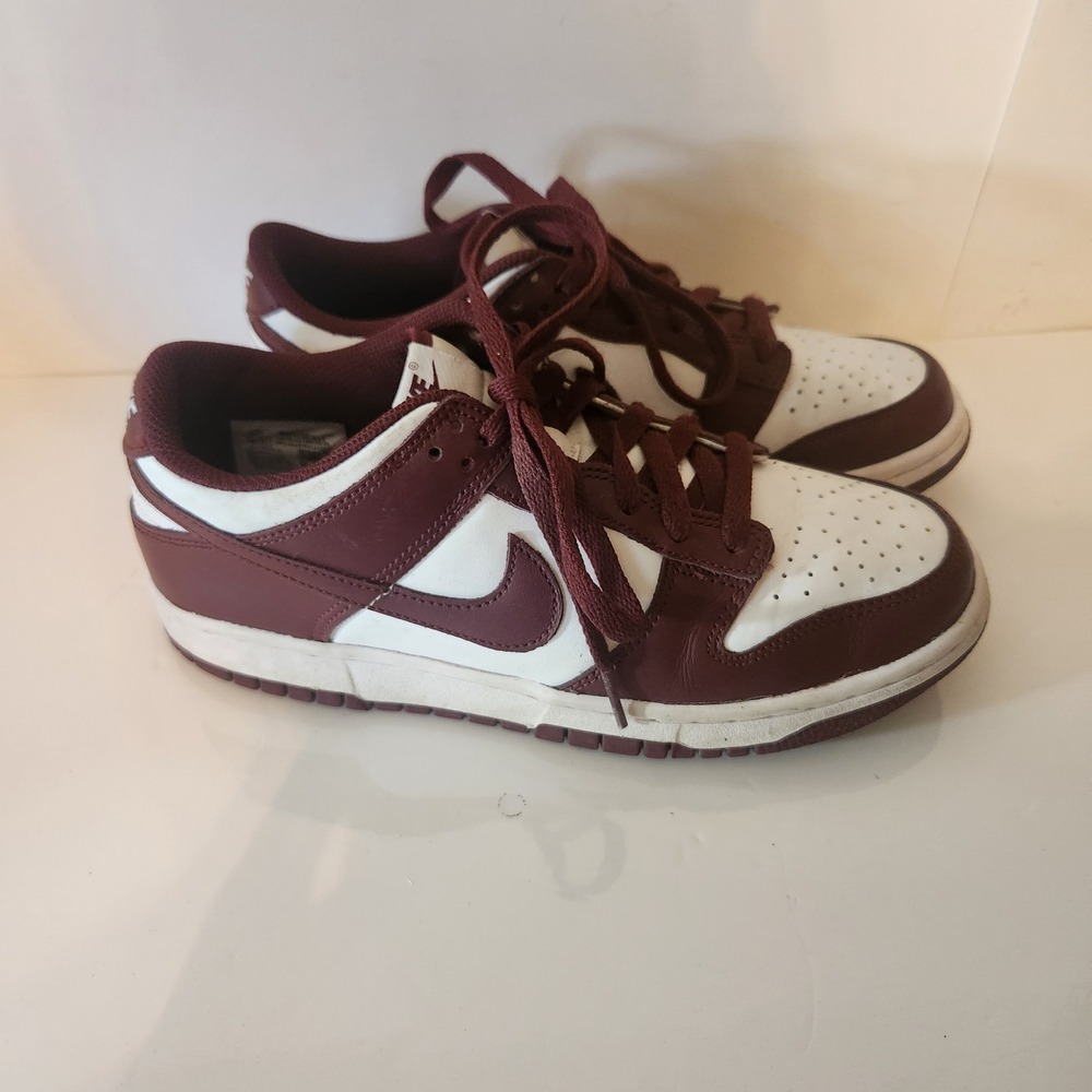 Nike Dunk Low GS Burgundy White Leather Sneakers Size 6.5Y
